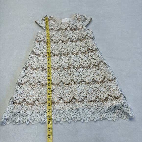 Camilla Girls Special Occasion Crochet Lace Dress White Gold Size 7 - Picture 9 of 9